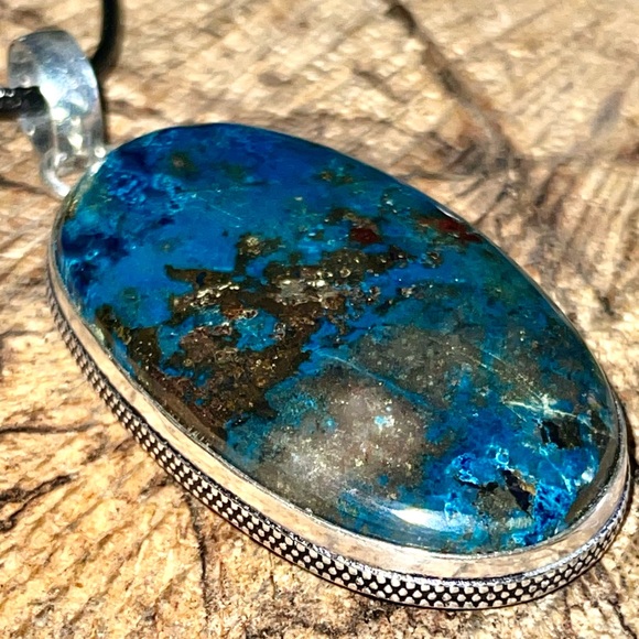 Chunky Chessylite Azurite Pendant 2 1/4” - Picture 8 of 10
